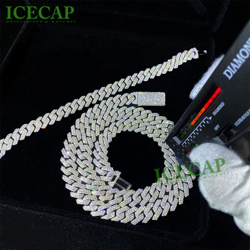 Collier Moissanite Hip-Hop – Argent Massif Plaqué Or ou Argent