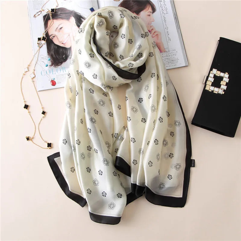 🧣 Foulard en Soie RUNMEIFA – Élégance d’Été & Style Luxe