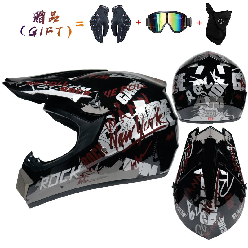 Envoyer 3 pièces cadeau casque de moto enfants casque tout-terrain vélo descente AM DH casque de cross capacete motocross casco