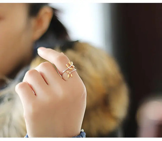 REETI 925 bagues en argent Sterling pour femmes feuille bague en or Style dame prévenir l'allergie bijoux en argent Sterling