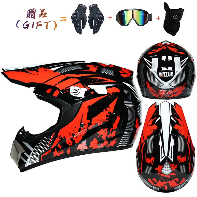 Envoyer 3 pièces cadeau casque de moto enfants casque tout-terrain vélo descente AM DH casque de cross capacete motocross casco