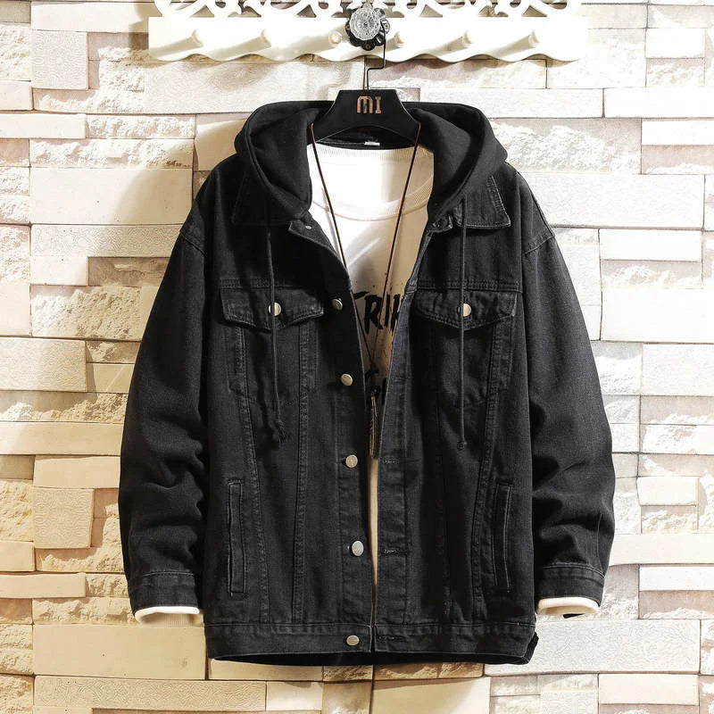 Veste en denim homme FAVOCENT avec capuche détachable – Printemps/AutomneVeste en denim homme FAVOCENT avec capuche détachable – Printemps/Automne