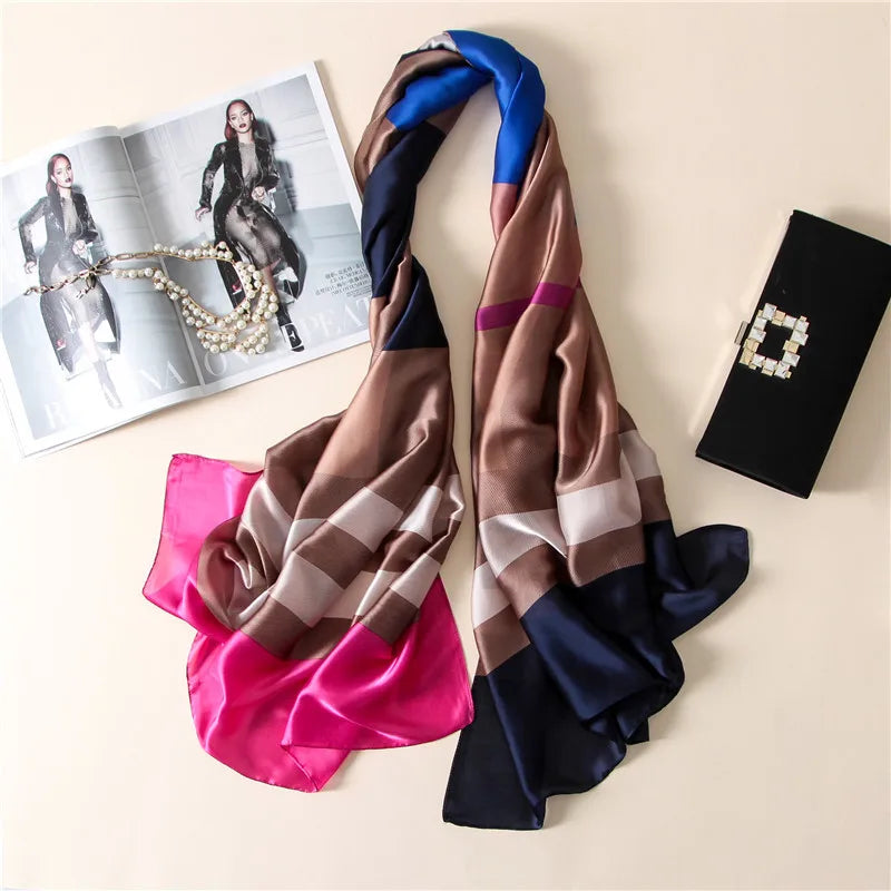 🧣 Foulard en Soie RUNMEIFA – Élégance d’Été & Style Luxe