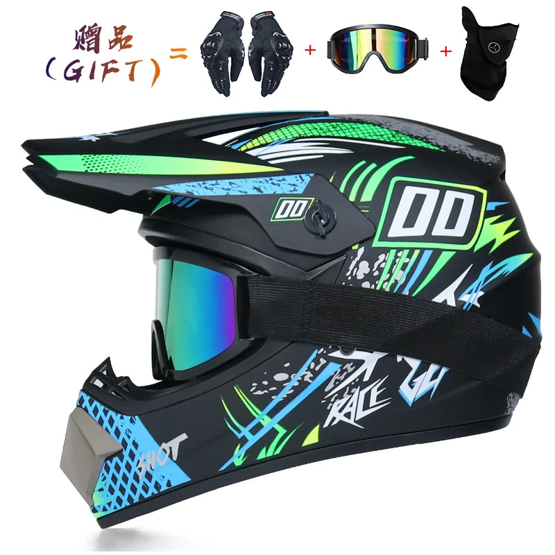 Envoyer 3 pièces cadeau casque de moto enfants casque tout-terrain vélo descente AM DH casque de cross capacete motocross casco