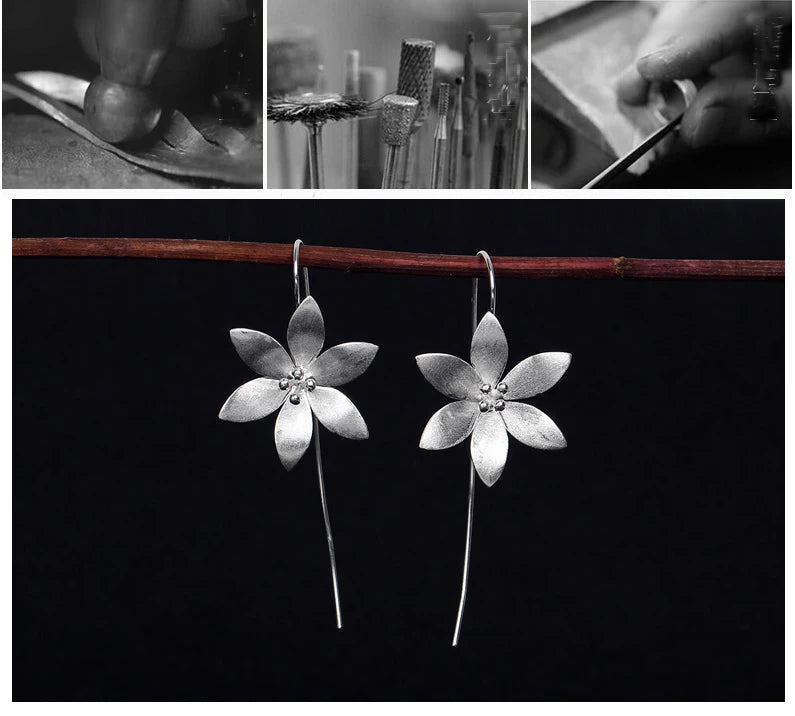 Boucles d’oreilles femmes REETI EZ88 – Argent sterling 925, motif plante, tendance et légères