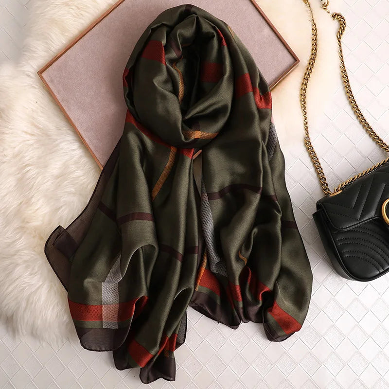 🧣 Foulard en Soie RUNMEIFA – Élégance d’Été & Style Luxe