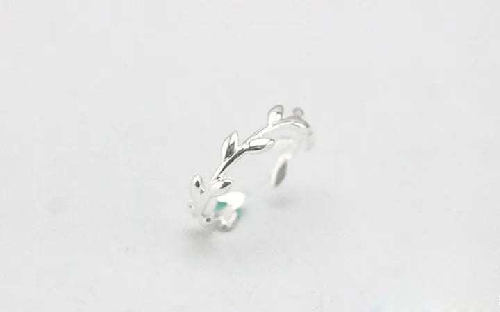 Bagues en argent Sterling 925 pour femmes, anneau ouvert à feuilles simples, hypoallergénique, bijoux cadeaux pour filles