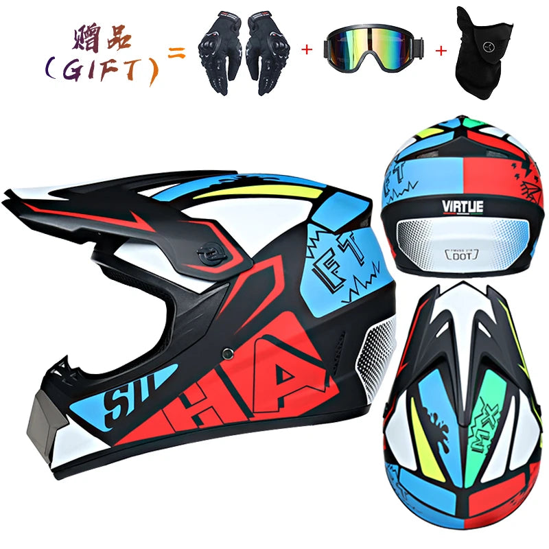 Envoyer 3 pièces cadeau casque de moto enfants casque tout-terrain vélo descente AM DH casque de cross capacete motocross casco