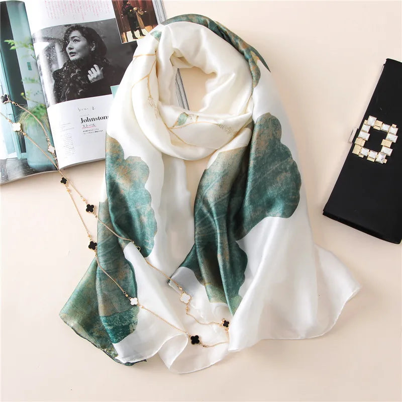 🧣 Foulard en Soie RUNMEIFA – Élégance d’Été & Style Luxe