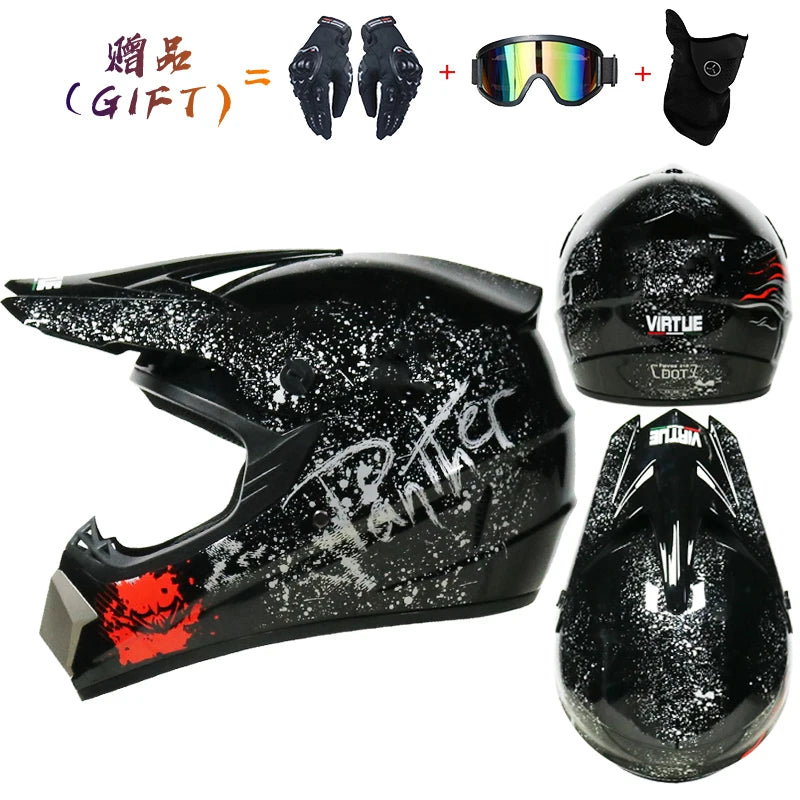 Envoyer 3 pièces cadeau casque de moto enfants casque tout-terrain vélo descente AM DH casque de cross capacete motocross casco
