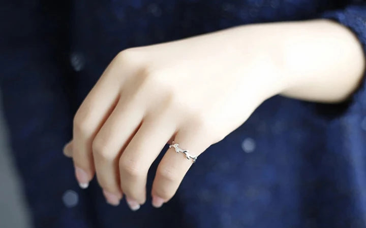 Bagues en argent Sterling 925 pour femmes, anneau ouvert à feuilles simples, hypoallergénique, bijoux cadeaux pour filles