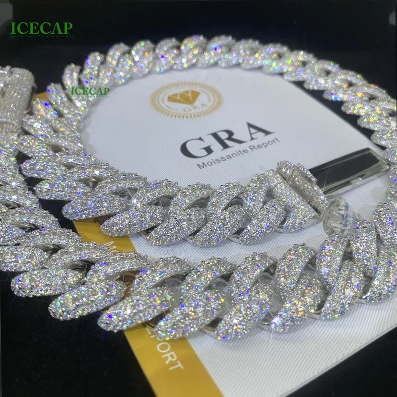 Collier Moissanite Hip-Hop – Argent Massif Plaqué Or ou Argent