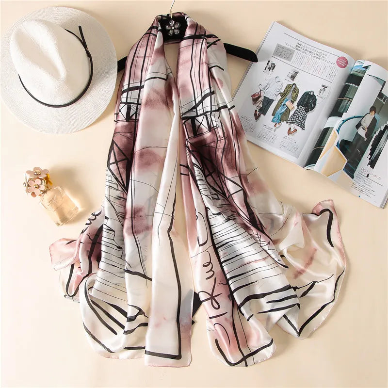 🧣 Foulard en Soie RUNMEIFA – Élégance d’Été & Style Luxe