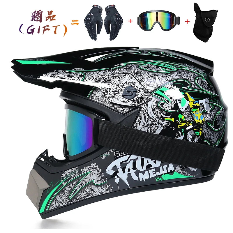 Envoyer 3 pièces cadeau casque de moto enfants casque tout-terrain vélo descente AM DH casque de cross capacete motocross casco