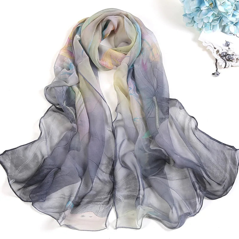 🧣 Foulard en Soie RUNMEIFA – Style Floral & Protection Solaire