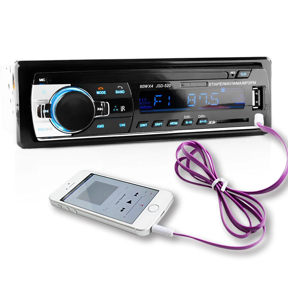 Autoradio Hippcron 1DIN Bluetooth – Lecteur MP3 Stéréo 60W x 4 avec USB/SD/AUX/FM