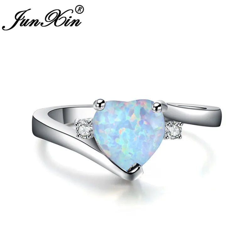 Bagues en forme de cœur en Zircon arc-en-ciel pour femmes, rétro or/noir rempli d'or violet bleu blanc, bague en pierre de cristal, bijoux de mariage CZ
