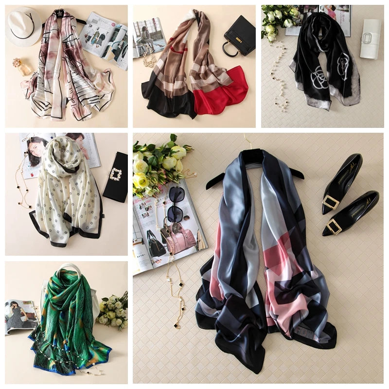 🧣 Foulard en Soie RUNMEIFA – Élégance d’Été & Style Luxe