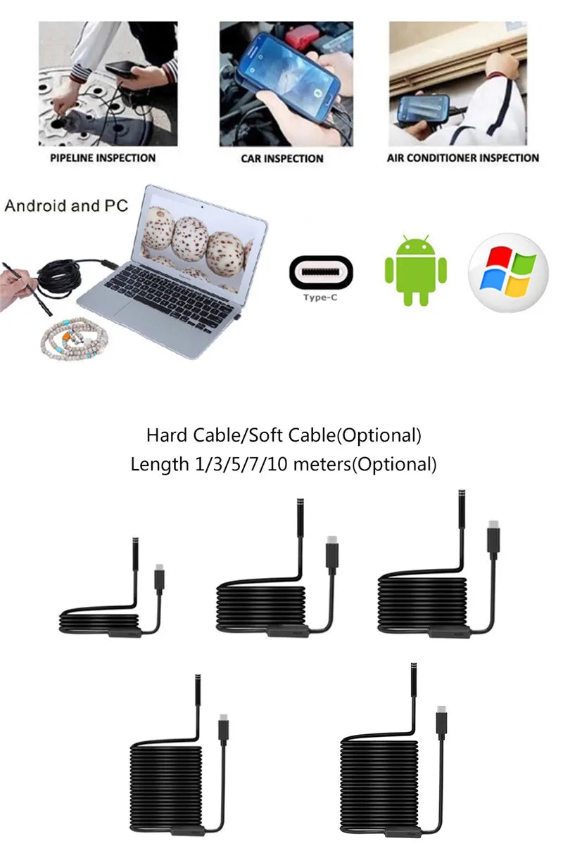 Caméra Endoscope USB Type-C – Inspection Facile & Précise !