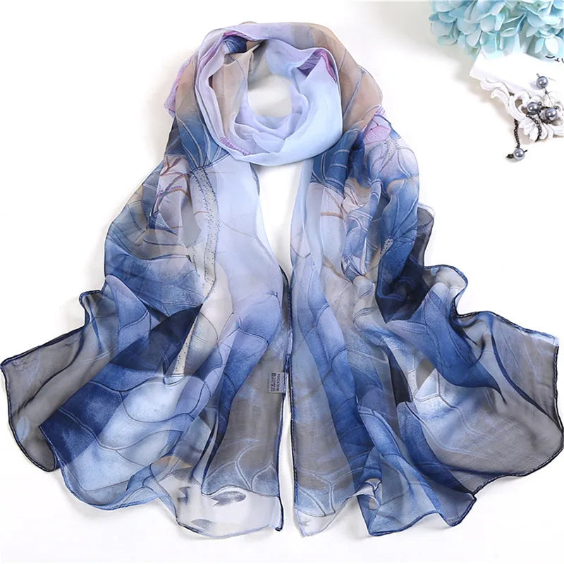 🧣 Foulard en Soie RUNMEIFA – Style Floral & Protection Solaire