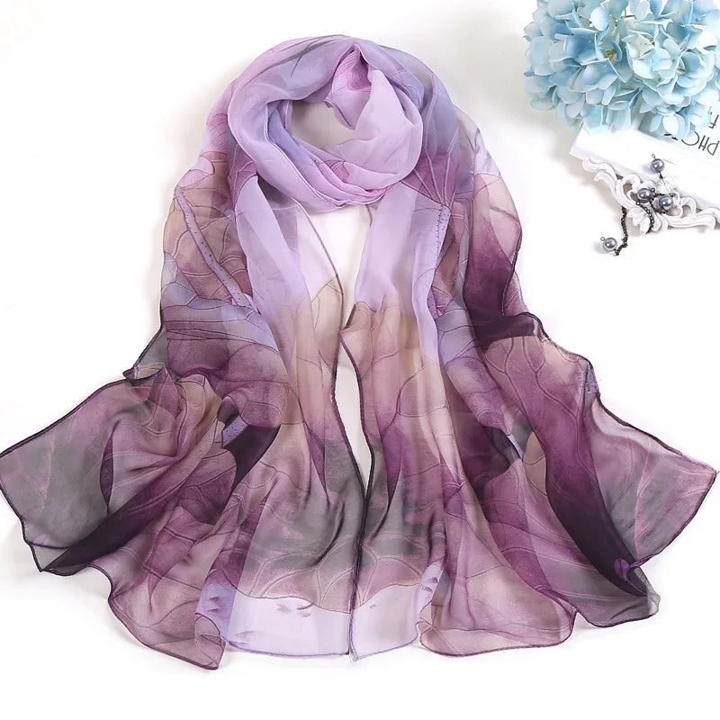 🧣 Foulard en Soie RUNMEIFA – Style Floral & Protection Solaire