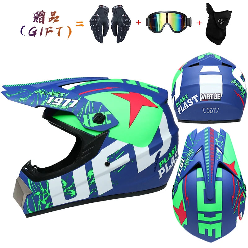 Envoyer 3 pièces cadeau casque de moto enfants casque tout-terrain vélo descente AM DH casque de cross capacete motocross casco