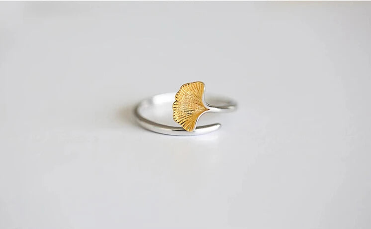 Bagues ouvertes en argent Sterling 925 pour femmes, fleurs de Ginkgo biloba, hypoallergéniques, mode fille, bijoux en argent Sterling