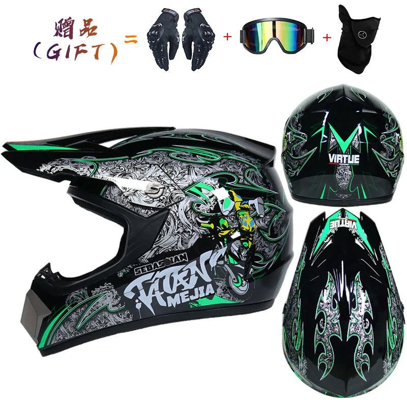Envoyer 3 pièces cadeau casque de moto enfants casque tout-terrain vélo descente AM DH casque de cross capacete motocross casco