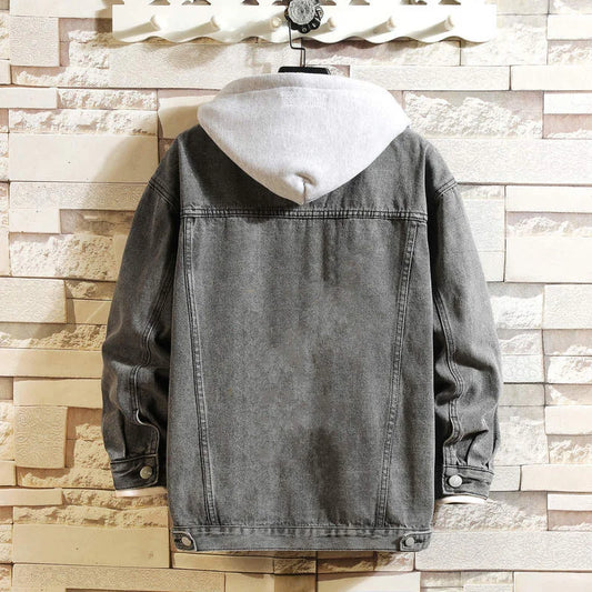 Veste en denim homme FAVOCENT avec capuche détachable – Printemps/AutomneVeste en denim homme FAVOCENT avec capuche détachable – Printemps/Automne