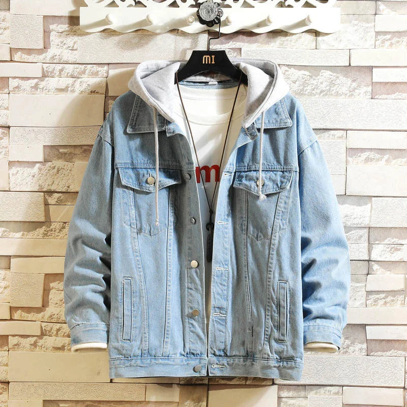 Veste en denim homme FAVOCENT avec capuche détachable – Printemps/AutomneVeste en denim homme FAVOCENT avec capuche détachable – Printemps/Automne