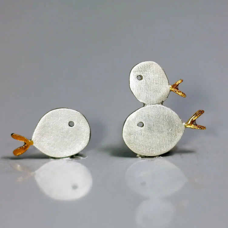 Boucles d'oreilles famille poisson mignon en argent Sterling 925 pour femmes, cadeau hypoallergénique, bijoux en argent Sterling