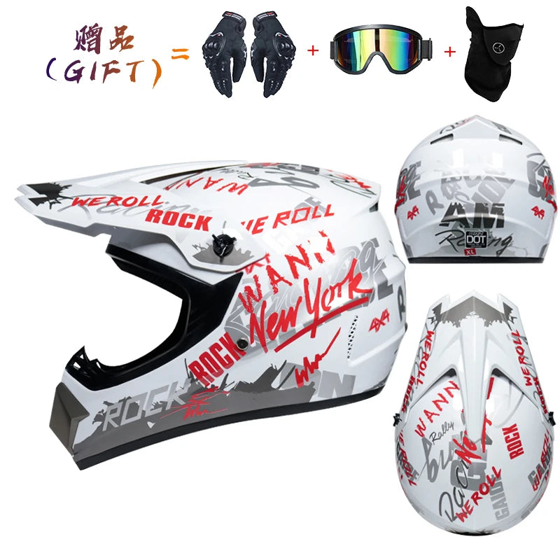 Envoyer 3 pièces cadeau casque de moto enfants casque tout-terrain vélo descente AM DH casque de cross capacete motocross casco