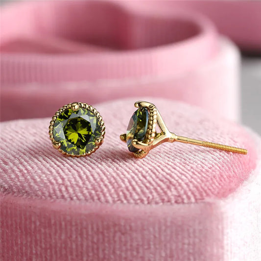 Vintage vis arrière boucles d'oreilles pour femmes hommes couleur or multicolore Zircon vert bleu noir violet cristal mariage boucles d'oreilles CZ