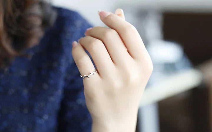 Bagues en argent Sterling 925 pour femmes, anneau ouvert à feuilles simples, hypoallergénique, bijoux cadeaux pour filles