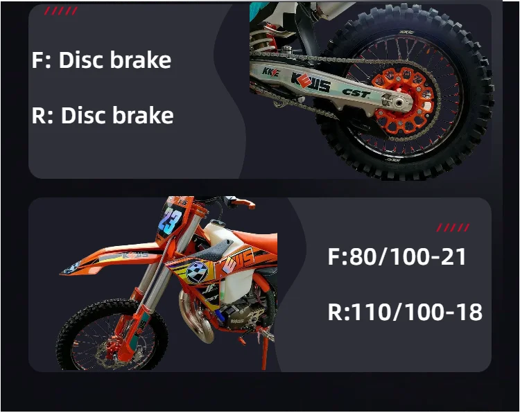 KEWS K23 MT250 250cc moto-cross tout-terrain refroidi à l'eau motos tout-terrain 2 temps avec arbre d'équilibre Motocross Enduro