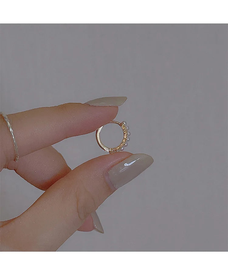 REETI 925 argent Sterling perle ronde pendentif boucles d'oreilles pour femmes Huggie boucle d'oreille