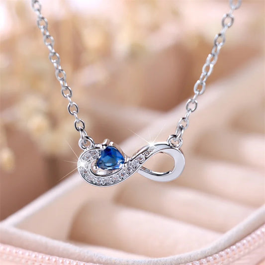 Collier pendentif coeur bleu pour femme, Extron, mignon, document en argent, cadeau de bijoux de mariage, mode féminine