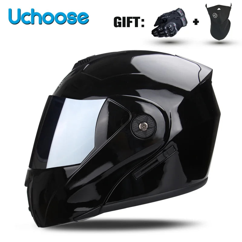 Uchoose-Casque de moto unisexe avec visière, double lentille, section transversale, certification DOT, casque de sécurité modulaire, casque à rabat