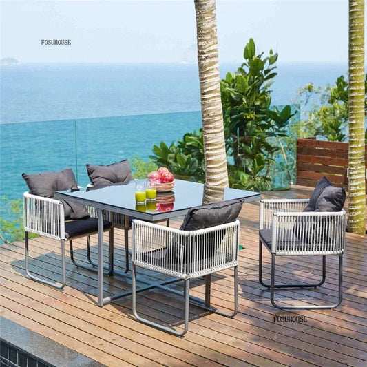 Ensembles de Table et de chaises d'extérieur en rotin PE, Table et chaise de loisirs pour cour, ensemble de meubles de jardin, balcon, meubles de Villa de jardin BB