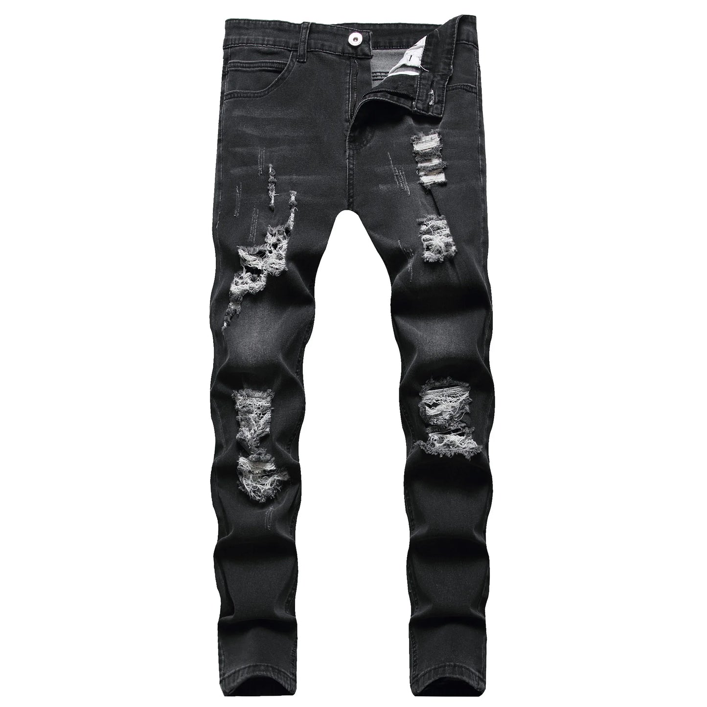 2024 Nouveaux Jeans Slim-Fit Rippés et Décolorés pour Hommes