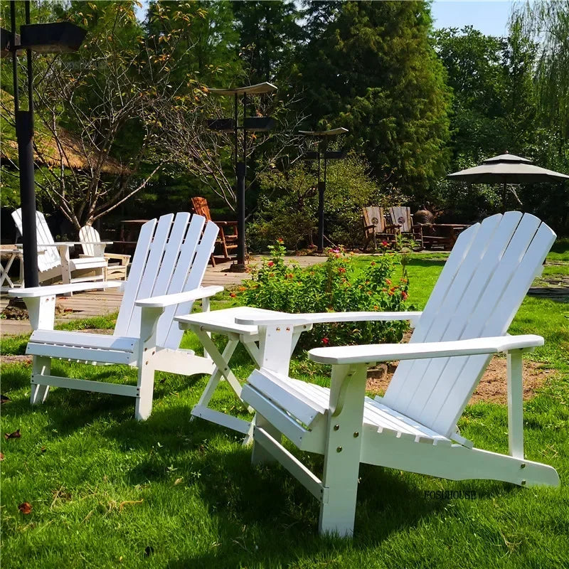 Ensemble de meubles de jardin avec dossier nordique en bois massif, ensemble de Table et chaises d'extérieur rétro, canapé de cour extérieure, chaise longue