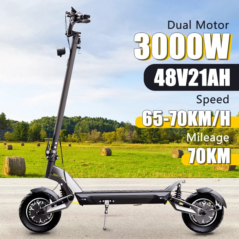 EU 2024 New Adult Foldable 3000w Dual Drive Electric Scooter Max Speed 65-70km/h Max Range 70km