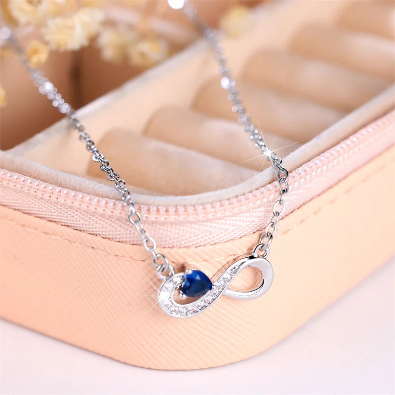 Collier pendentif coeur bleu pour femme, Extron, mignon, document en argent, cadeau de bijoux de mariage, mode féminine