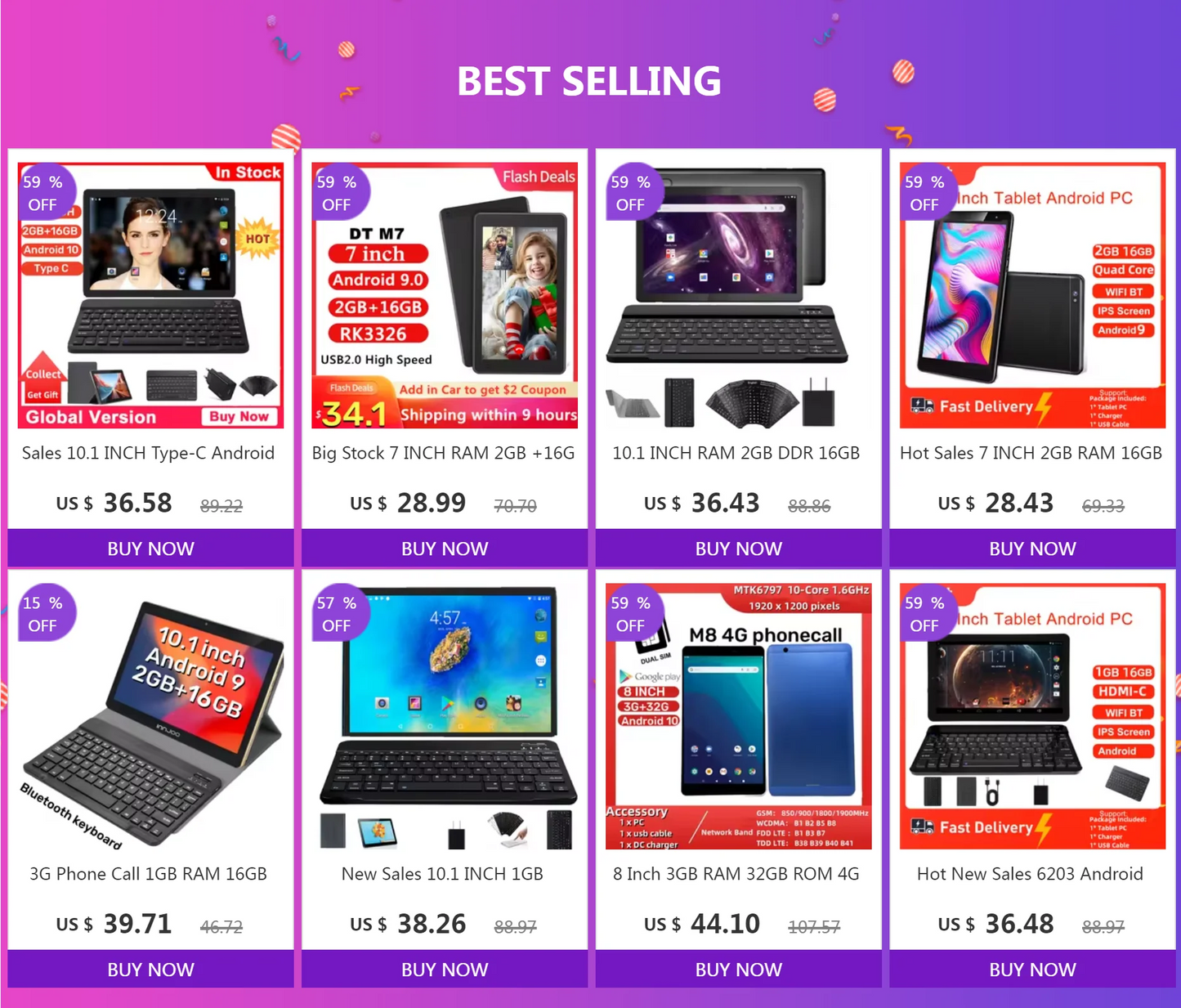 Nouvelles ventes 10.1 pouces Android 8.0 tablette PC RAM 2GB ROM 32GB MT8127 CPU Quad Core 1024x600 IPS double caméra WIFI