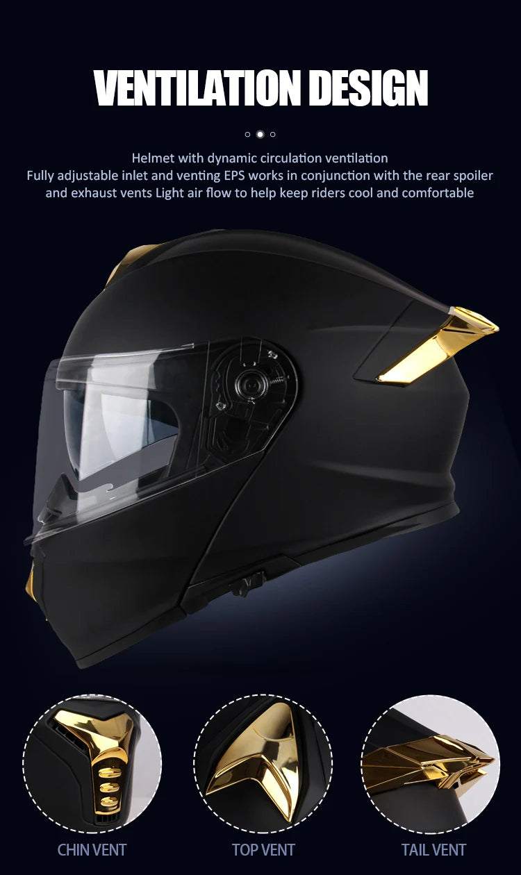 Uchoose-d'expériences intégraux approuvés DOT pour hommes et femmes, équipement de protection contre les collisions, casque rabattable pour moto, double pare-soleil