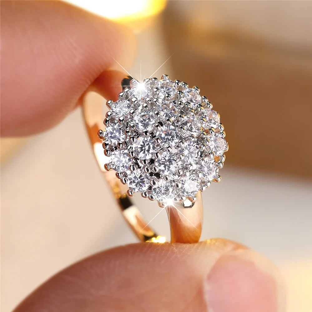 Femme mignon blanc noir Zircon pierre couleur or bijoux de mariage promesse bagues de fiançailles pour les femmes
