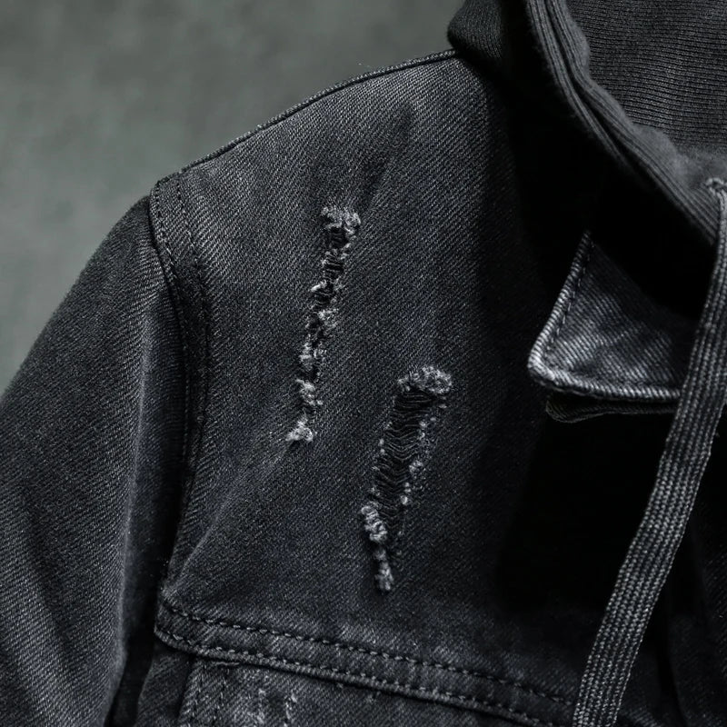 Veste en denim homme WTHINLEE – Hiver, capuche et doublure chaude