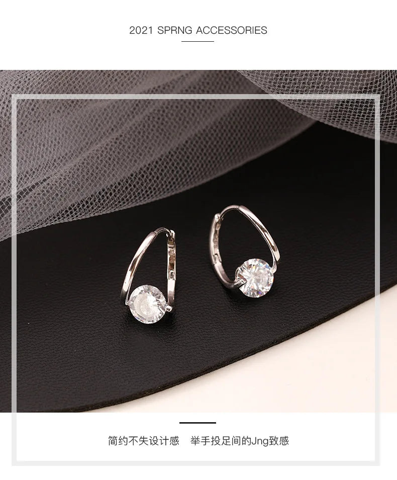 Boucles d'oreilles en argent Sterling 925, cerceau en Zircon coréen, tempérament Simple, exquis, tendance, bijoux Sexy, cadeau, offre spéciale