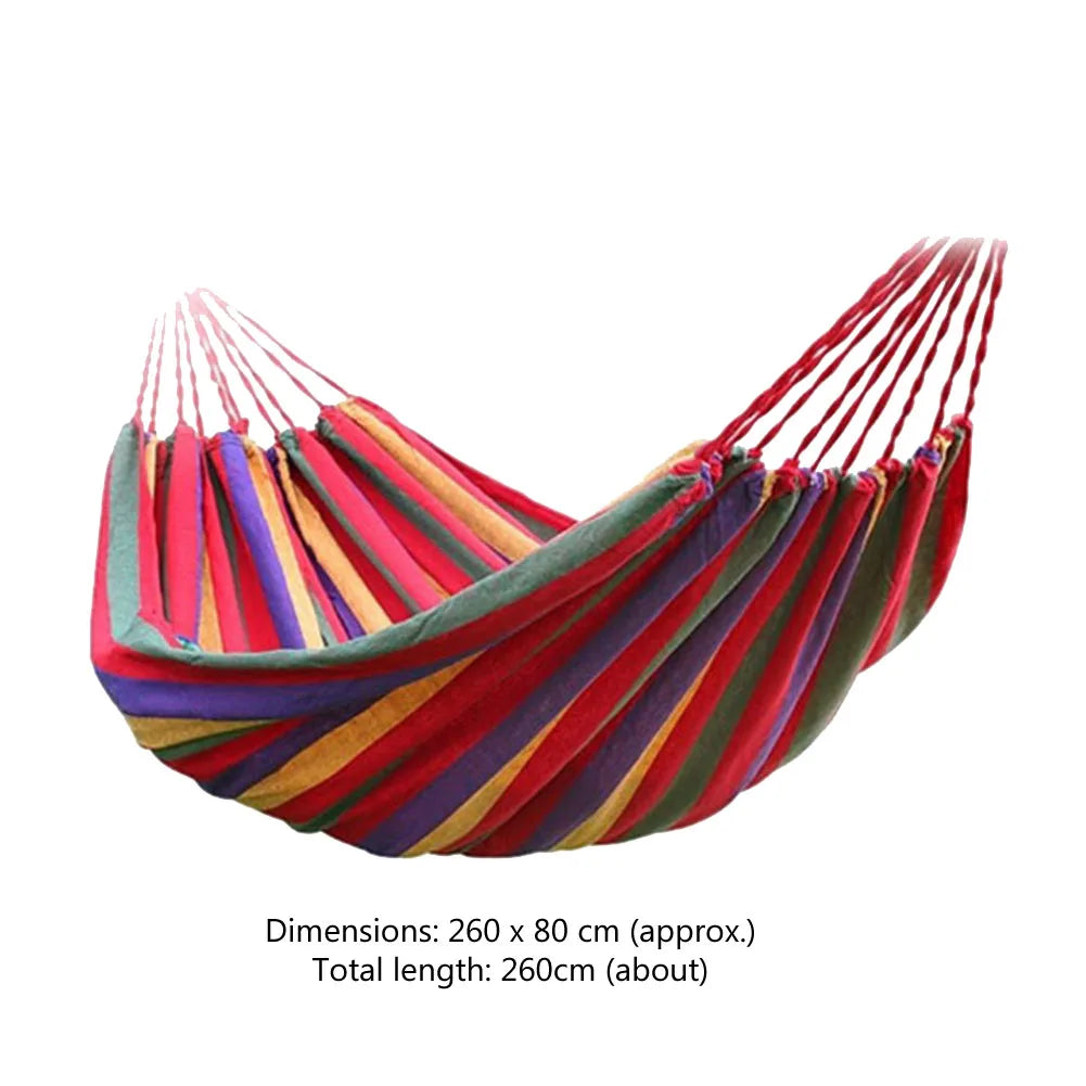 Grand hamac double à rayures, lit-balançoire d'extérieur, en toile épaisse, portable, pour camping, jardin