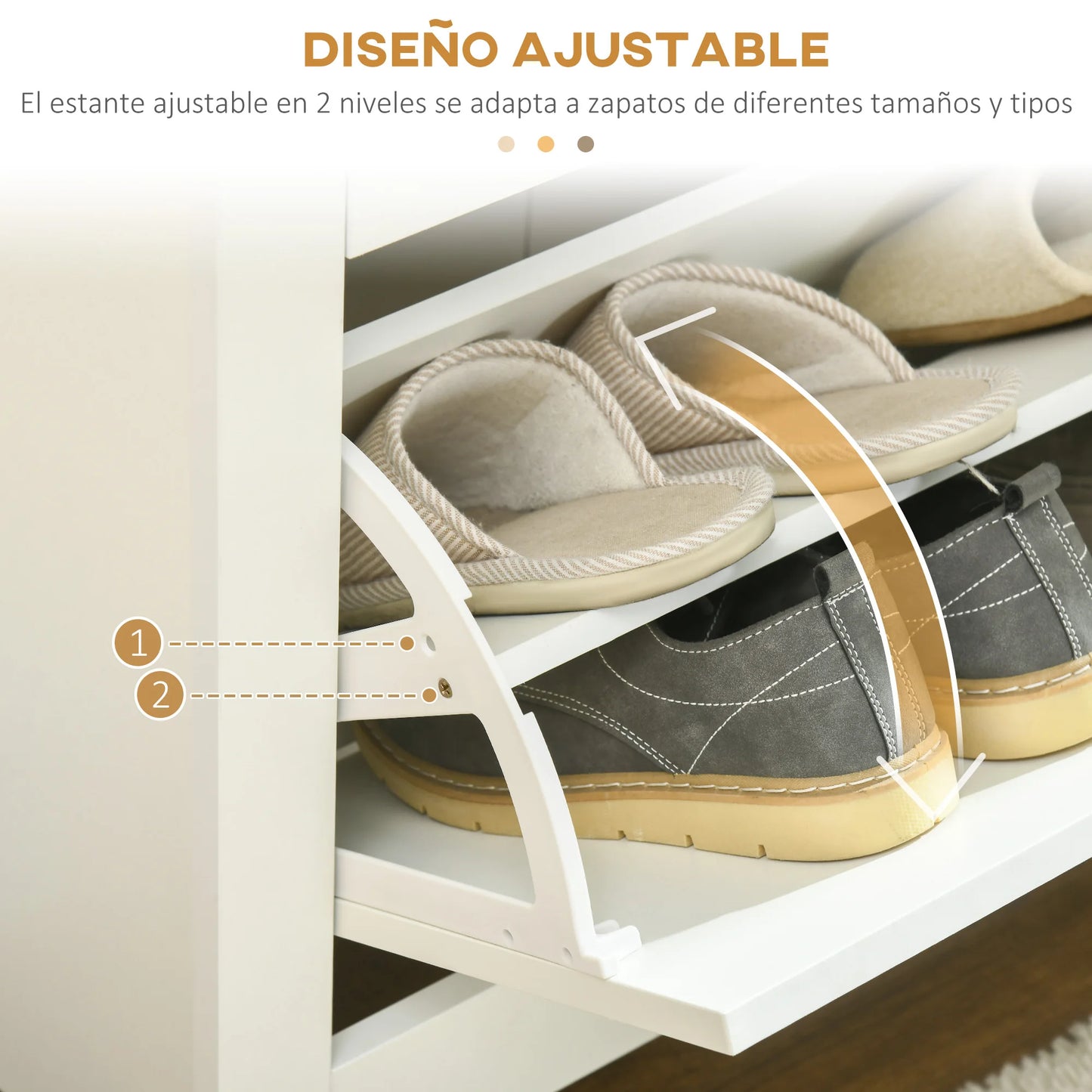 Meuble à Chaussures HOMCOM – 2 Tiroirs Pliants, 12 Paires, Bois Mélaminé Blanc 72x26x80 cm